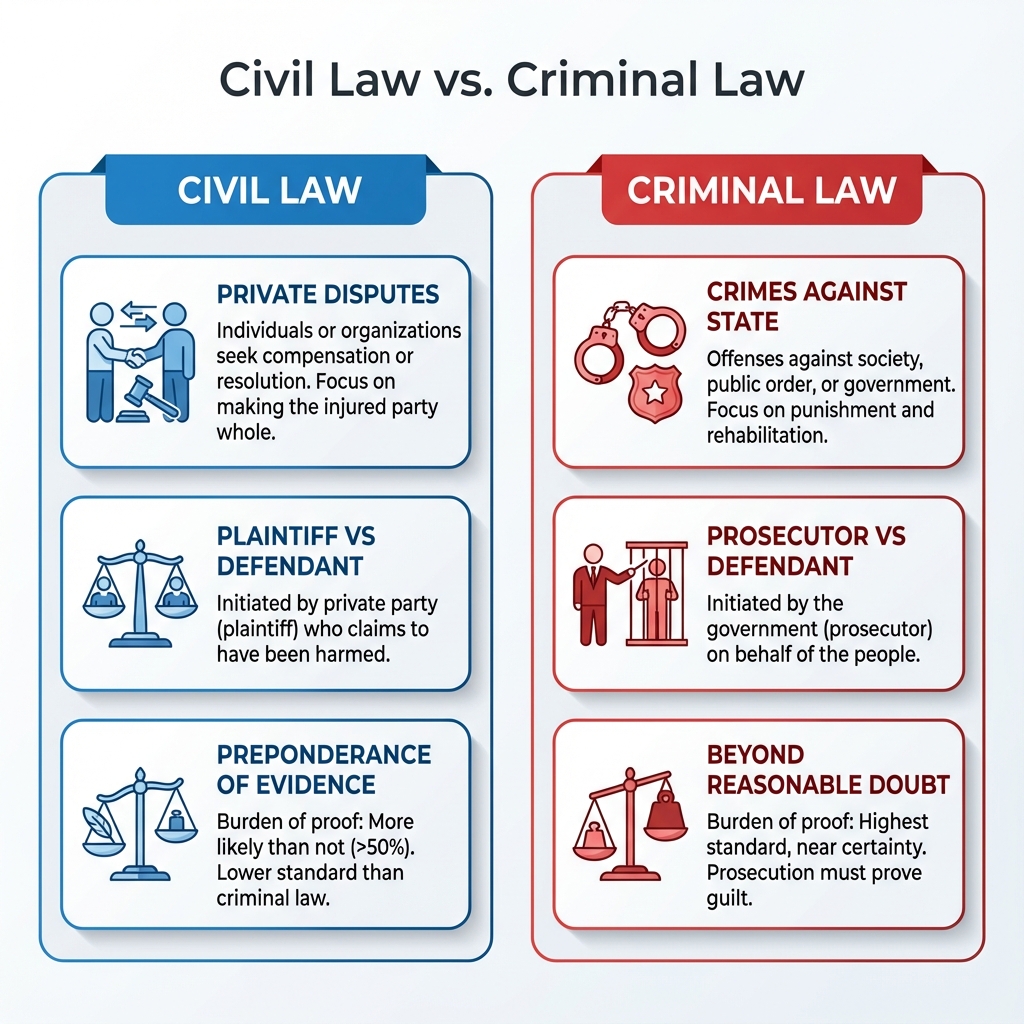 Civil vs Criminal Law Chart
