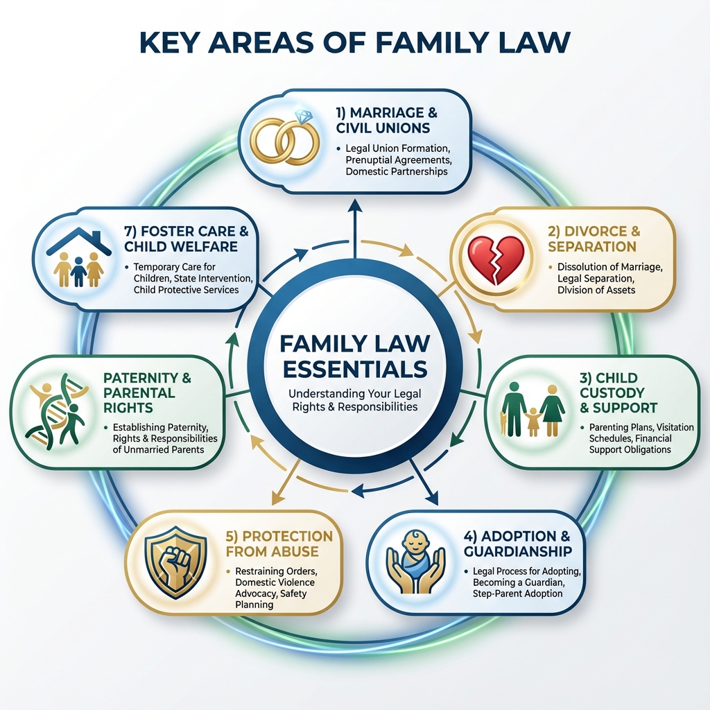 Key Areas of Family Law Infographic